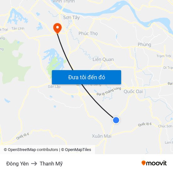 Đông Yên to Thanh Mỹ map