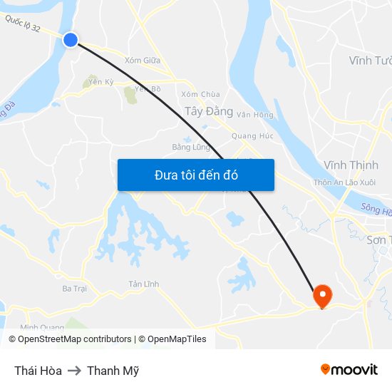 Thái Hòa to Thanh Mỹ map