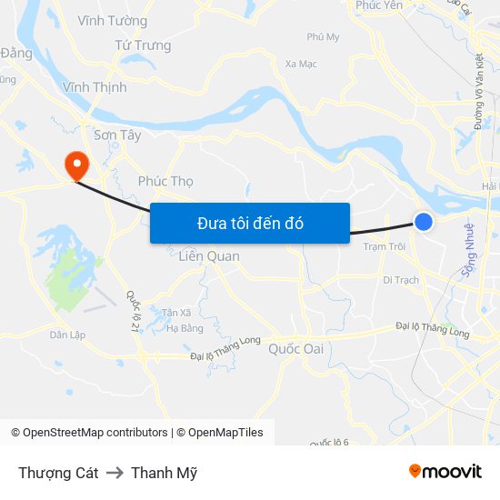 Thượng Cát to Thanh Mỹ map