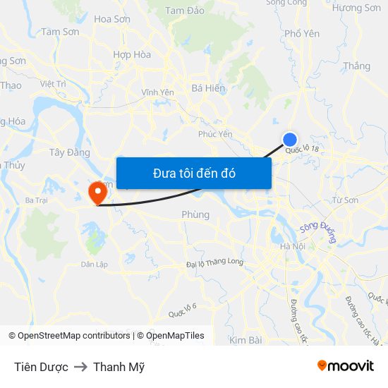 Tiên Dược to Thanh Mỹ map