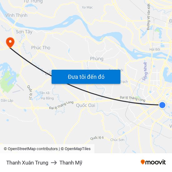 Thanh Xuân Trung to Thanh Mỹ map