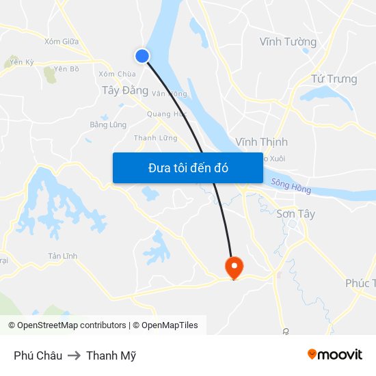 Phú Châu to Thanh Mỹ map