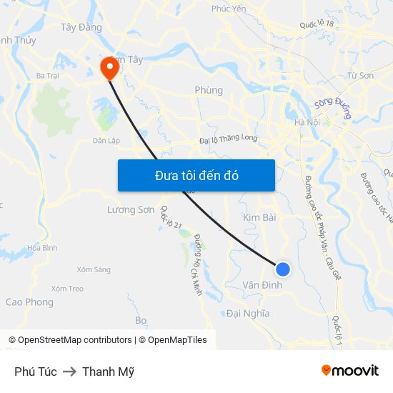 Phú Túc to Thanh Mỹ map