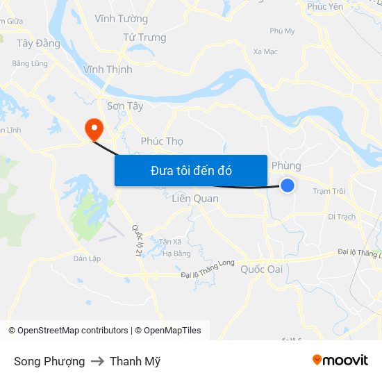 Song Phượng to Thanh Mỹ map