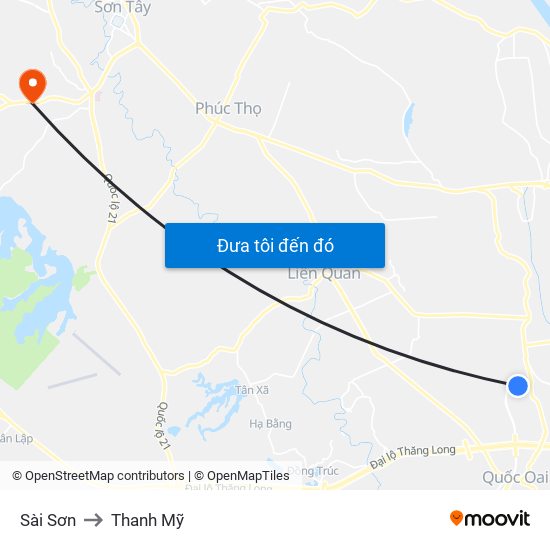 Sài Sơn to Thanh Mỹ map