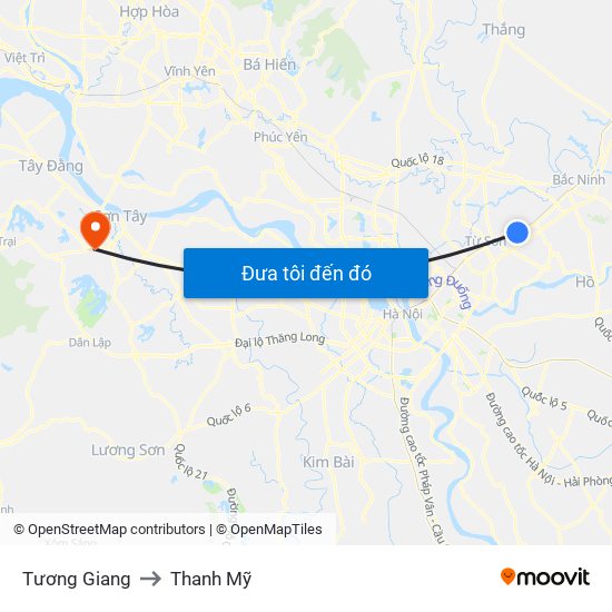 Tương Giang to Thanh Mỹ map