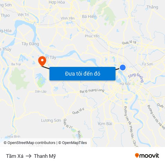 Tầm Xá to Thanh Mỹ map