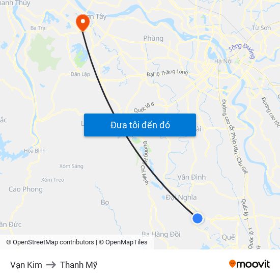 Vạn Kim to Thanh Mỹ map