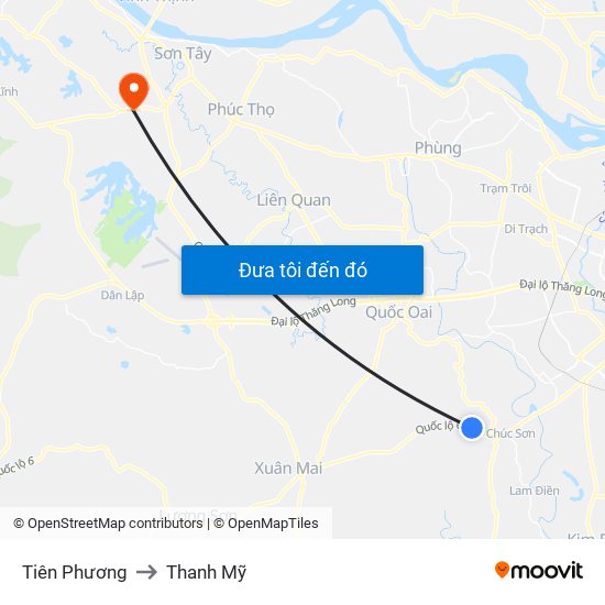 Tiên Phương to Thanh Mỹ map