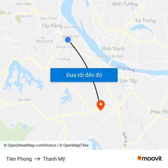 Tiên Phong to Thanh Mỹ map