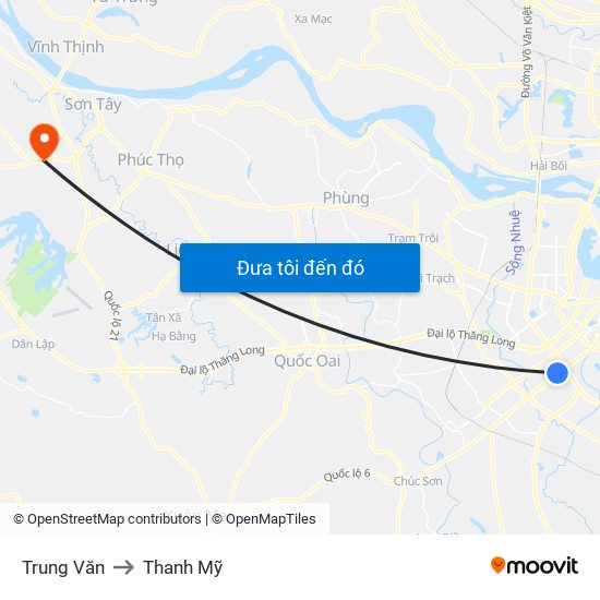 Trung Văn to Thanh Mỹ map