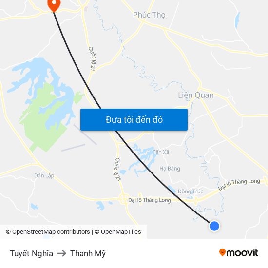Tuyết Nghĩa to Thanh Mỹ map