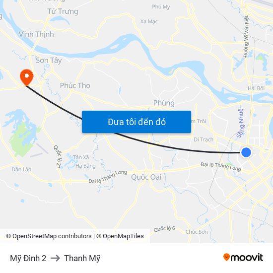 Mỹ Đình 2 to Thanh Mỹ map