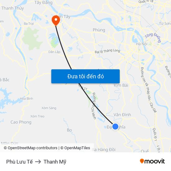 Phù Lưu Tế to Thanh Mỹ map