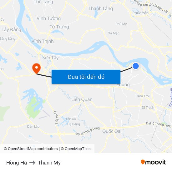 Hồng Hà to Thanh Mỹ map