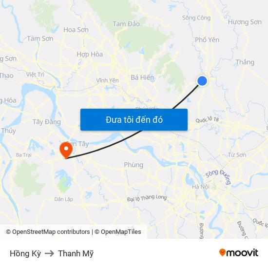 Hồng Kỳ to Thanh Mỹ map