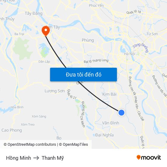 Hồng Minh to Thanh Mỹ map