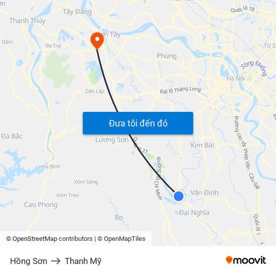 Hồng Sơn to Thanh Mỹ map