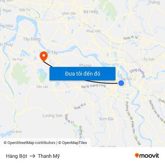 Hàng Bột to Thanh Mỹ map