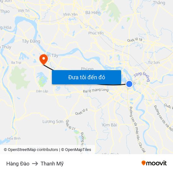 Hàng Đào to Thanh Mỹ map