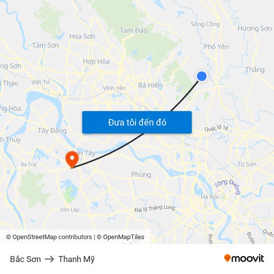 Bắc Sơn to Thanh Mỹ map