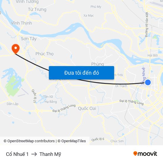 Cổ Nhuế 1 to Thanh Mỹ map