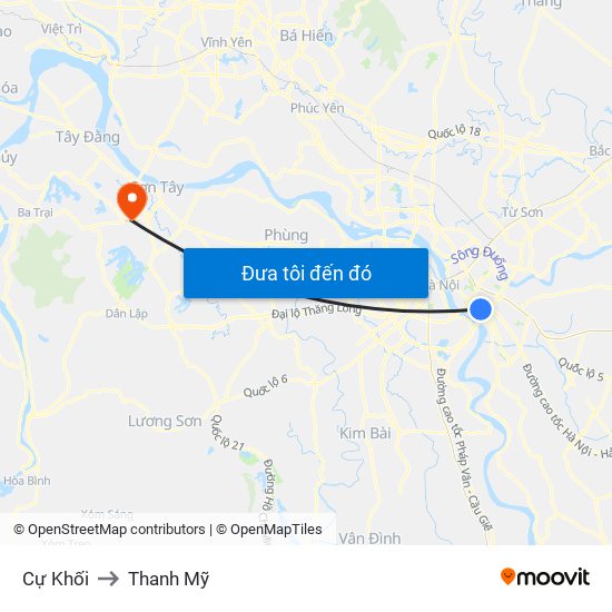 Cự Khối to Thanh Mỹ map