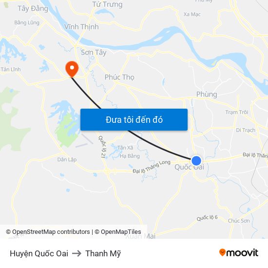 Huyện Quốc Oai to Thanh Mỹ map