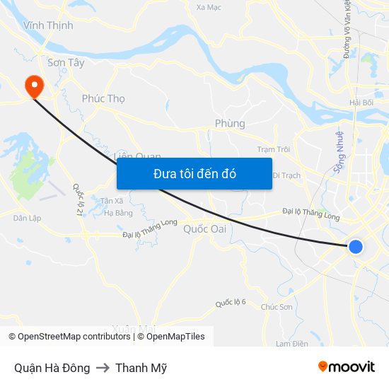 Quận Hà Đông to Thanh Mỹ map