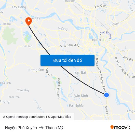 Huyện Phú Xuyên to Thanh Mỹ map