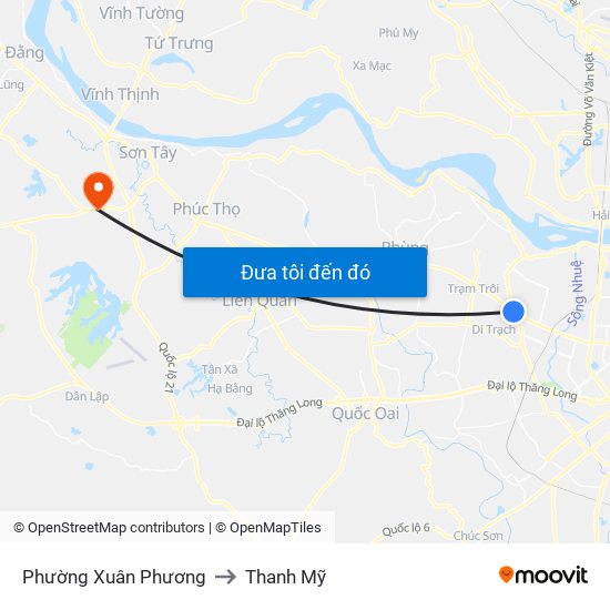 Phường Xuân Phương to Thanh Mỹ map