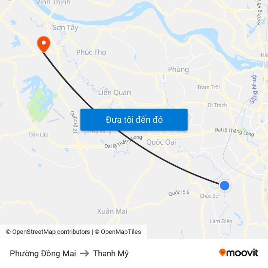 Phường Đồng Mai to Thanh Mỹ map