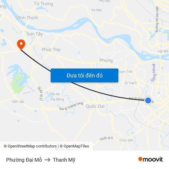 Phường Đại Mỗ to Thanh Mỹ map