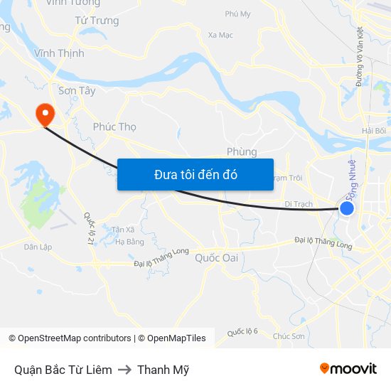 Quận Bắc Từ Liêm to Thanh Mỹ map