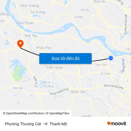 Phường Thượng Cát to Thanh Mỹ map