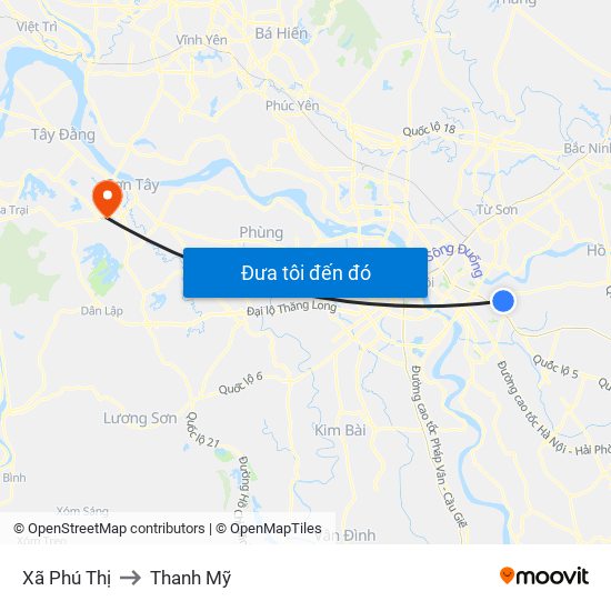 Xã Phú Thị to Thanh Mỹ map