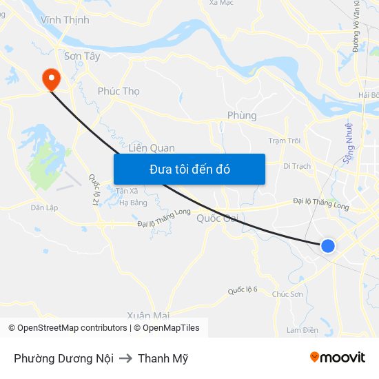 Phường Dương Nội to Thanh Mỹ map