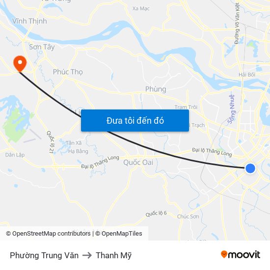 Phường Trung Văn to Thanh Mỹ map