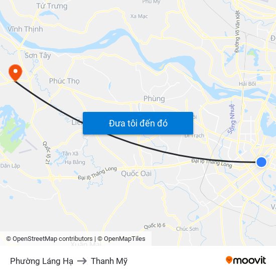 Phường Láng Hạ to Thanh Mỹ map