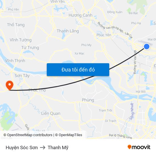 Huyện Sóc Sơn to Thanh Mỹ map