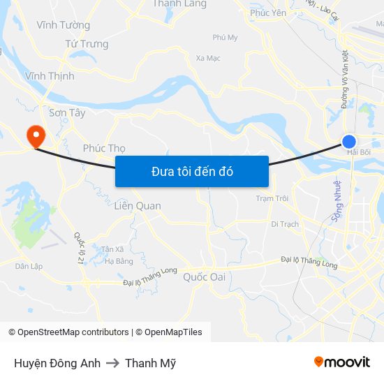 Huyện Đông Anh to Thanh Mỹ map