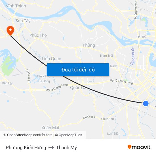 Phường Kiến Hưng to Thanh Mỹ map