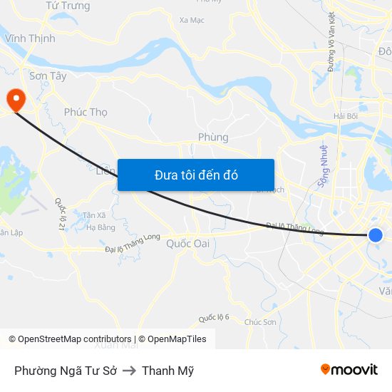 Phường Ngã Tư Sở to Thanh Mỹ map