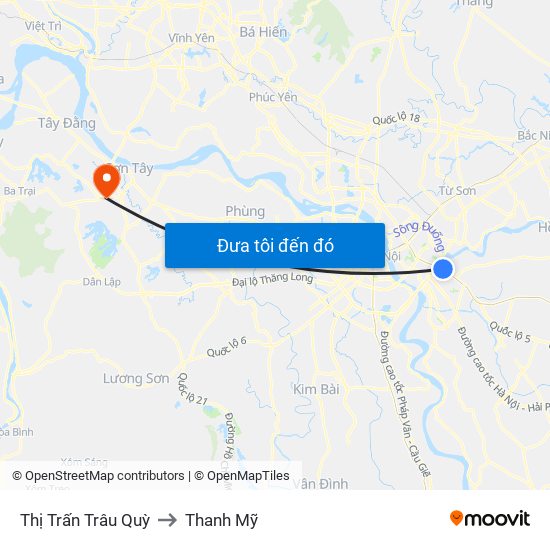 Thị Trấn Trâu Quỳ to Thanh Mỹ map