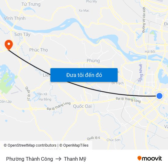 Phường Thành Công to Thanh Mỹ map