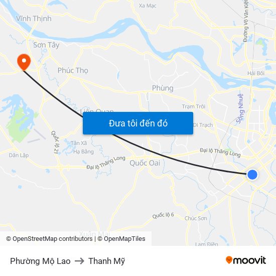 Phường Mộ Lao to Thanh Mỹ map