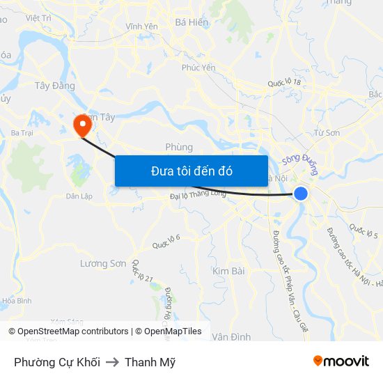 Phường Cự Khối to Thanh Mỹ map
