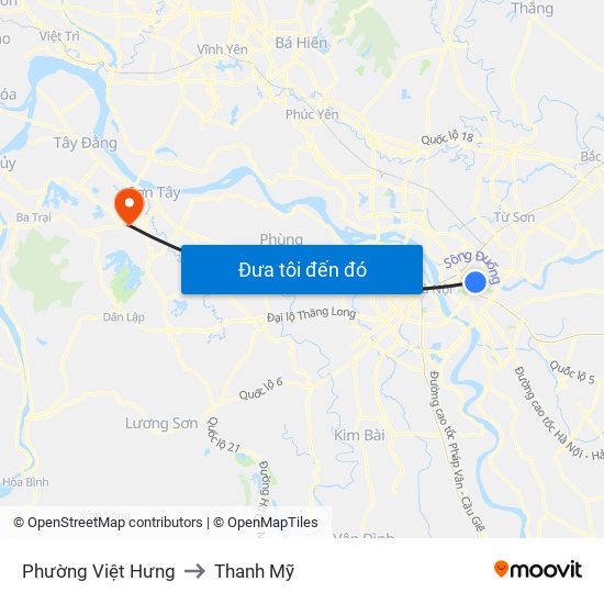 Phường Việt Hưng to Thanh Mỹ map
