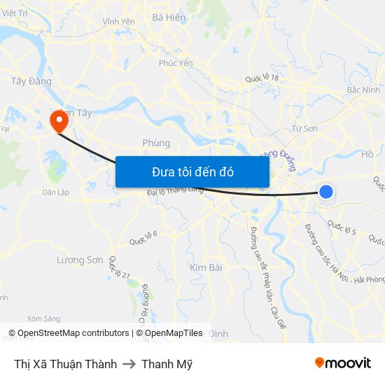 Thị Xã Thuận Thành to Thanh Mỹ map