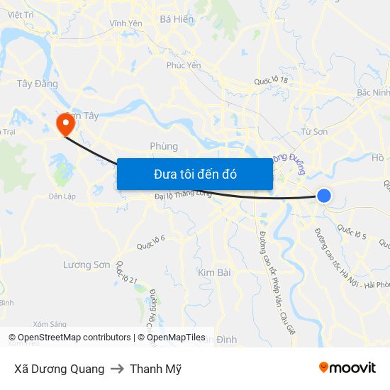 Xã Dương Quang to Thanh Mỹ map
